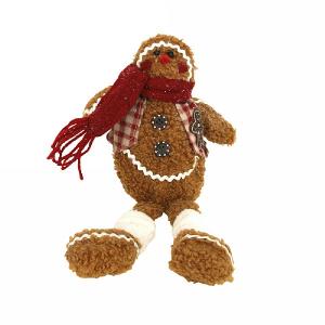 Gisela Graham Fabric Gingerbread Man Shelf Sitter Ornament Small