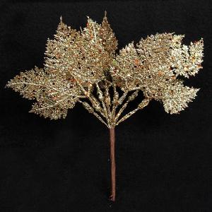 Gisela Graham Pale Gold Glitter Leaf Pick