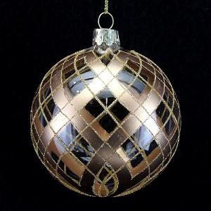 Gisela Graham Clear Glass Ball With Matt Gold Trellis