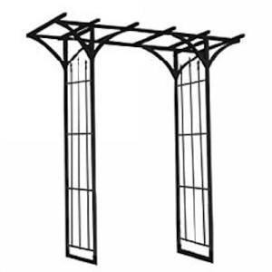 Panacea Flat Top Garden Arch with Finials - Black