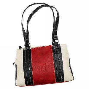 Ellie Red Multi Striped Shoulder Bag