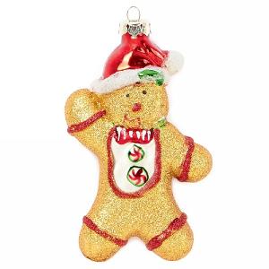 Glass Gingerbread Man Tree Decoration 13cm