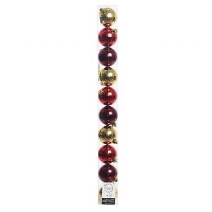 Decoris Assorted Red & Gold Shatterproof Baubles 6cm (Tube of 10)