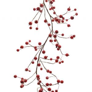 Decoris Red Foam Berry Garland with Snow 130cm