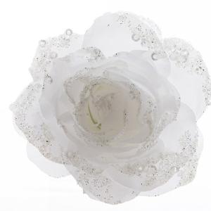 Winter White Clip On Rose - 14cm