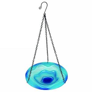 Decorative Blue Glass Hanging Bird Bath
