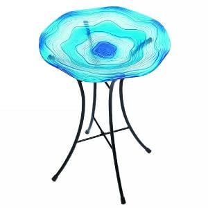 Decorative Blue Glass Bird Bath