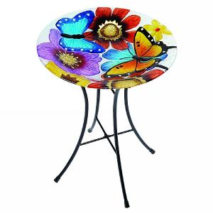 Decorative Butterfly Glass Bird Bath