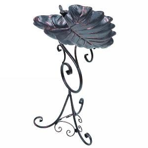Decorative Leaf Bird Bath Antique Bronze Finish