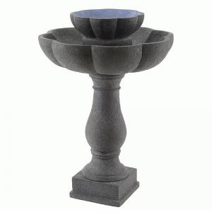 Flower Bird Bath Water Feature with LED Light - Grey