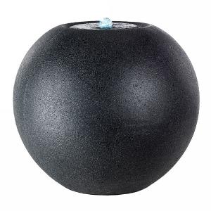 Granite Ball Fountain Water Feature with LED Lights - Dark Grey