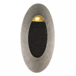Sandstone Oval Wall Fountain Water Feature Small with LED Light - Grey