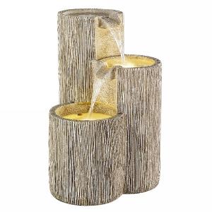 3 Column Fountain Water Feature Small with LED Light - Beige