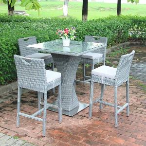 Malmo 4 Seater Rattan Bar Set - Dark Grey