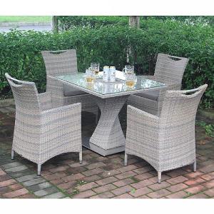 Enzo 4 Seater Rattan Dining Set - Dark Grey