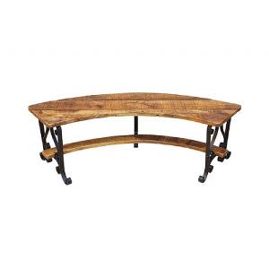 Kadai Curved Wrought Iron and Wood Bench