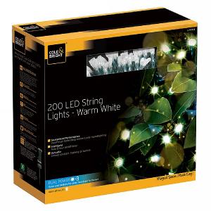 Cole & Bright Dual Powered Solar 200 LED String Lights - Warm White