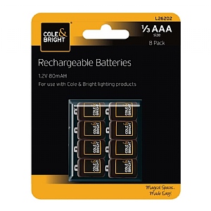 Cole & Bright AAA Rechargeable Batteries - Pack of 8