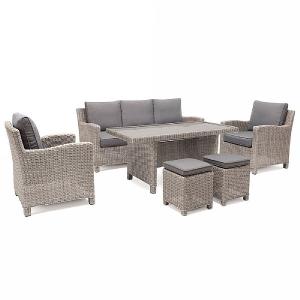 Kettler Palma Sofa Casual Dining Set White Wash (Glass Top)