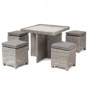 Kettler Palma Cube Casual Dining Set White Wash (Glass Top)