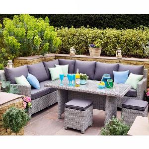 Kettler Palma RH Corner Casual Dining Set White Wash (Glass Top)