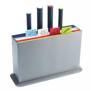 Joseph Joseph Index Chopping Board Set With Knives Silver