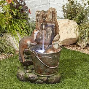 Kelkay Playful Otters Water Feature with LED Lights