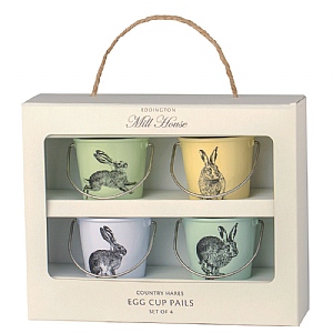 Eddingtons Country Hares Egg Cup Pails - Set of 4