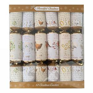 Beautiful Christmas Twelve Days Of Christmas Christmas Crackers - 12 Pack