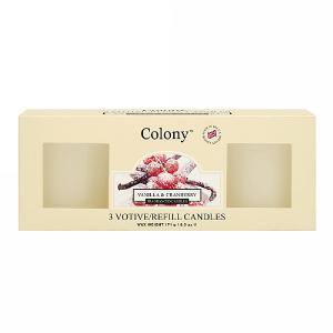 Wax Lyrical Colony Vanilla & Cranberry 3 Votive Candle Refills