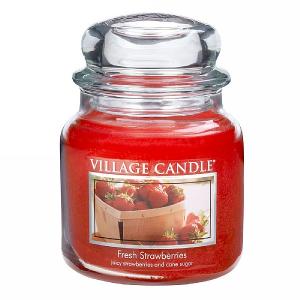 Village Candle Fresh Strawberries Medium 16oz Jar Candle