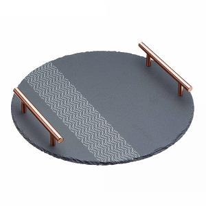 Artesà Etched Slate Round Serving Platter