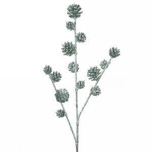 Silver Sparkle Pine Cone Spray 57cm