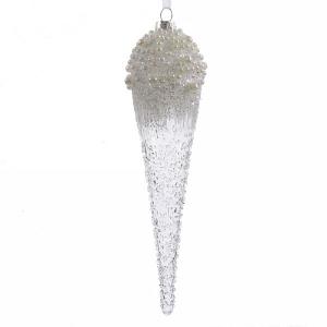 Decoris Winter Icicle with Frosted Pearls - 24cm