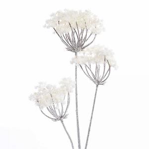 Decoris White Hogweed on Stem with Snow 78cm