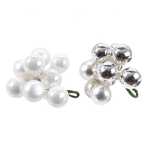 Decoris White Silver Baubles On Wire 2cm (Assorted Colours)