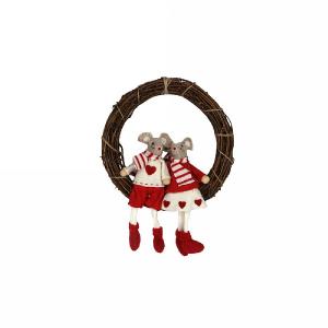 Gisela Graham Felt Mice in Twig Wreath Ornament