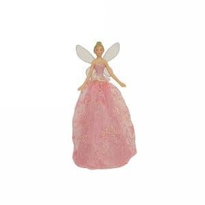 Gisela Graham Pink Snowflake Fabric & Resin Tree Top Fairy Small