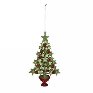 Gisela Graham Glitter Acrylic Tree In Pot Hanging Decoration