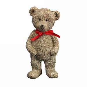 Gisela Graham Resin Standing Teddy with Red Bow Ornament