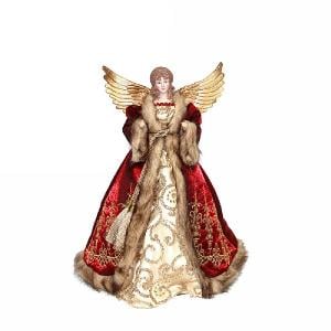 Gisela Graham Deluxe Fabric & Resin Angel Tree Topper Large