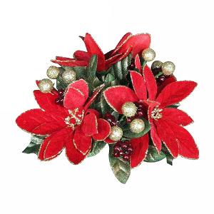 Gisela Graham Poinsetta Leaf & Berry Candle Ring Small