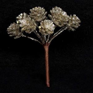Gisela Graham Pale Gold Glitter Acrylic Mini Cone Bunch Pick