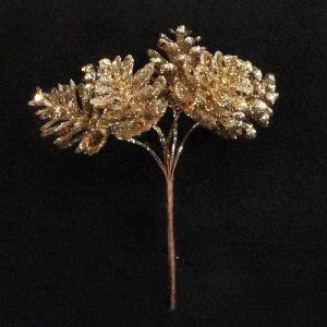 Gisela Graham Gold Glitter Cone Pick Bunch Large