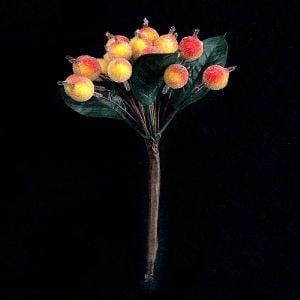 Gisela Graham Beaded Red/Yellow Berry Pick with Leaves