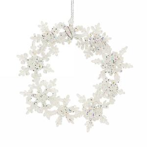 Gisela Graham Clear & Glitter Acrylic Snowflake Wreath Tree Decoration