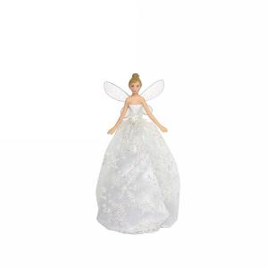 Gisela Graham Iridescent Glitter Fabric & Resin Tree Top Fairy Small