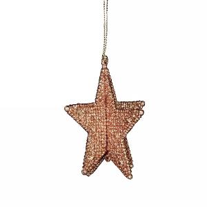 Gisela Graham Copper Glitter 3D 5-Point Star Tree Decoration