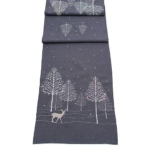 Peggy Wilkins Winter Woods Pewter Christmas Table Runner 14"x75"