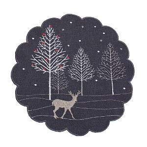Peggy Wilkins Winter Wood Pewter 30cm Round Placemat